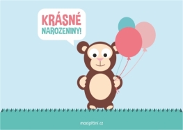 Narozeninová pohlednice opičák