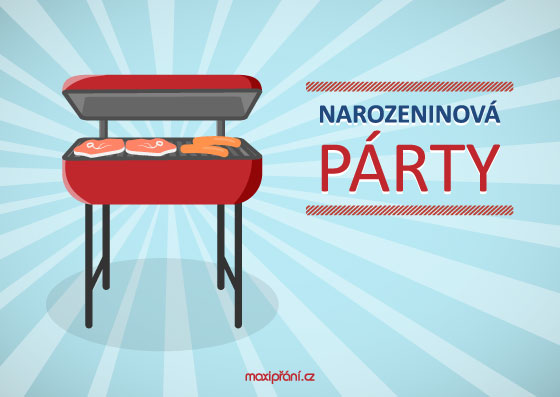 Pozvánka na narozeniny bbq - přední strana Obrázková pozvánka na oslavu narozenin - BBQ - přední strana