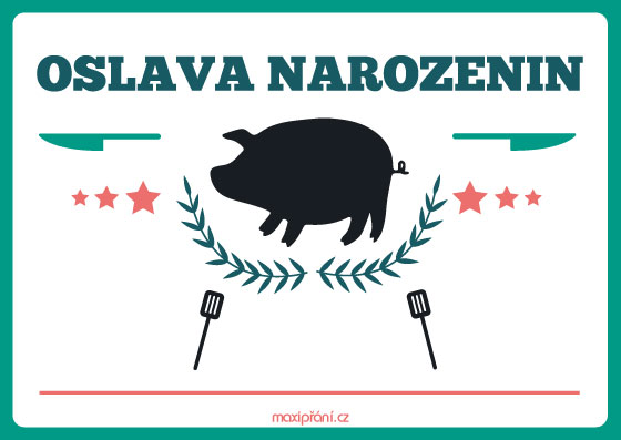 Pozvánka na narozeniny grilovačka - přední strana Obrázková pozvánka na oslavu narozenin - grilovačka - přední strana