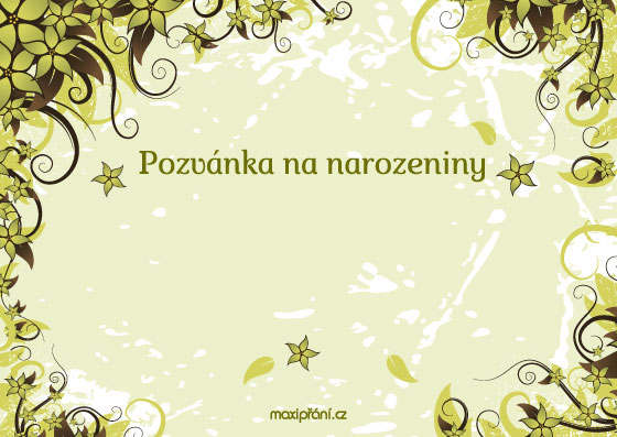 Pozvánka na narozeniny přírodní - přední strana Obrázková pozvánka na oslavu narozenin - přírodní motiv - přední strana