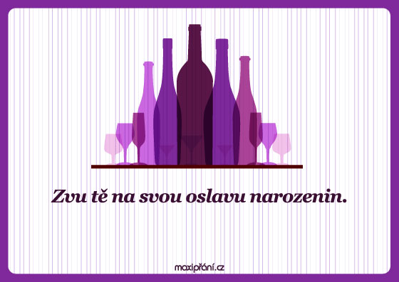 Pozvánka na narozeniny vinobraní - přední strana Obrázková pozvánka na oslavu narozenin - vinobraní - přední strana