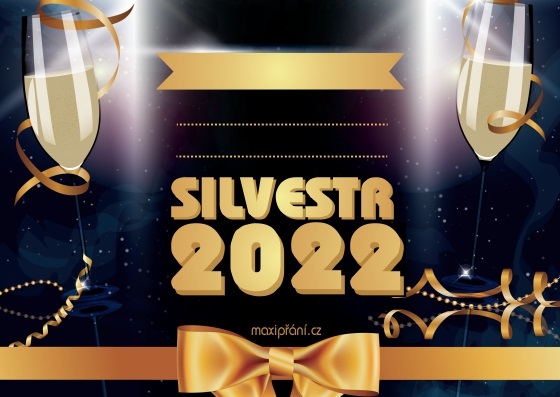 Pozvánka na silvestr 2021/2022 - Zlatá - přední strana
