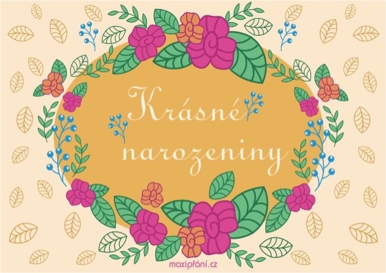 Narozeninové květinové přání - přední strana Obrázkové přání k narozeninám - květiny - přední strana