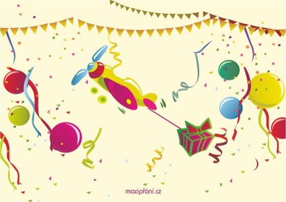 Obrázkové přání k narozeninám - balónky - přední strana