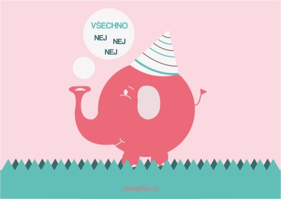 Obrázkové přání k narozeninám - slon - přední strana