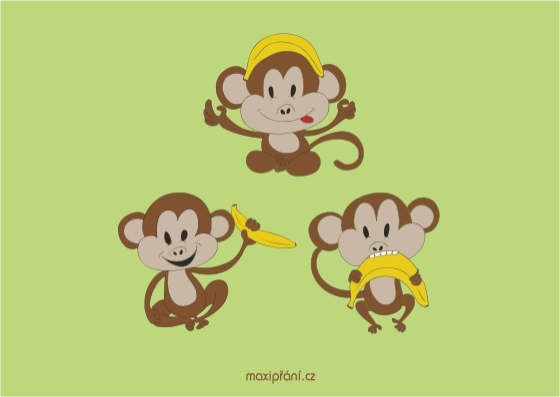 Obrázkové přání k svátku - opičky - přední strana