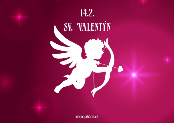 Přání k Valentýnu s andělem - přední strana Blahopřání k Valentýnu - Anděl - přední strana